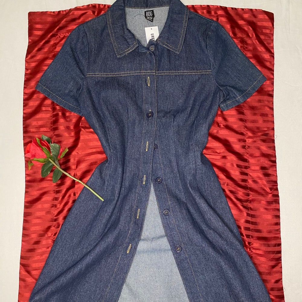 Denim Collar Button Up Dress